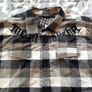 Men's Metal Mulisha button up jacket SZ XL, Plaid Print